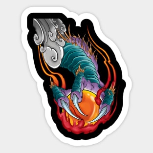 Flaming Dragon Claw with Crystal Ball Sticker